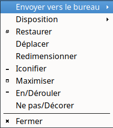 Menus contextuels de la barre de titres